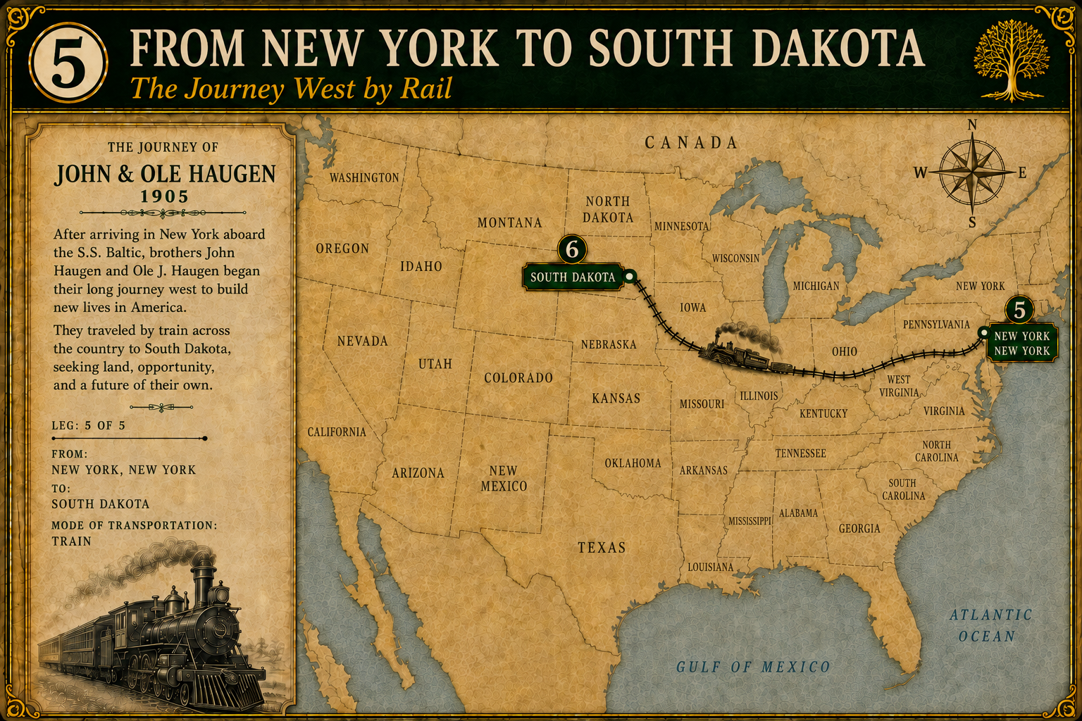 5. New York to South Dakota