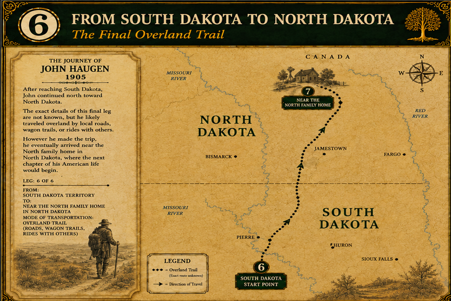 6. South Dakota to North Dakota