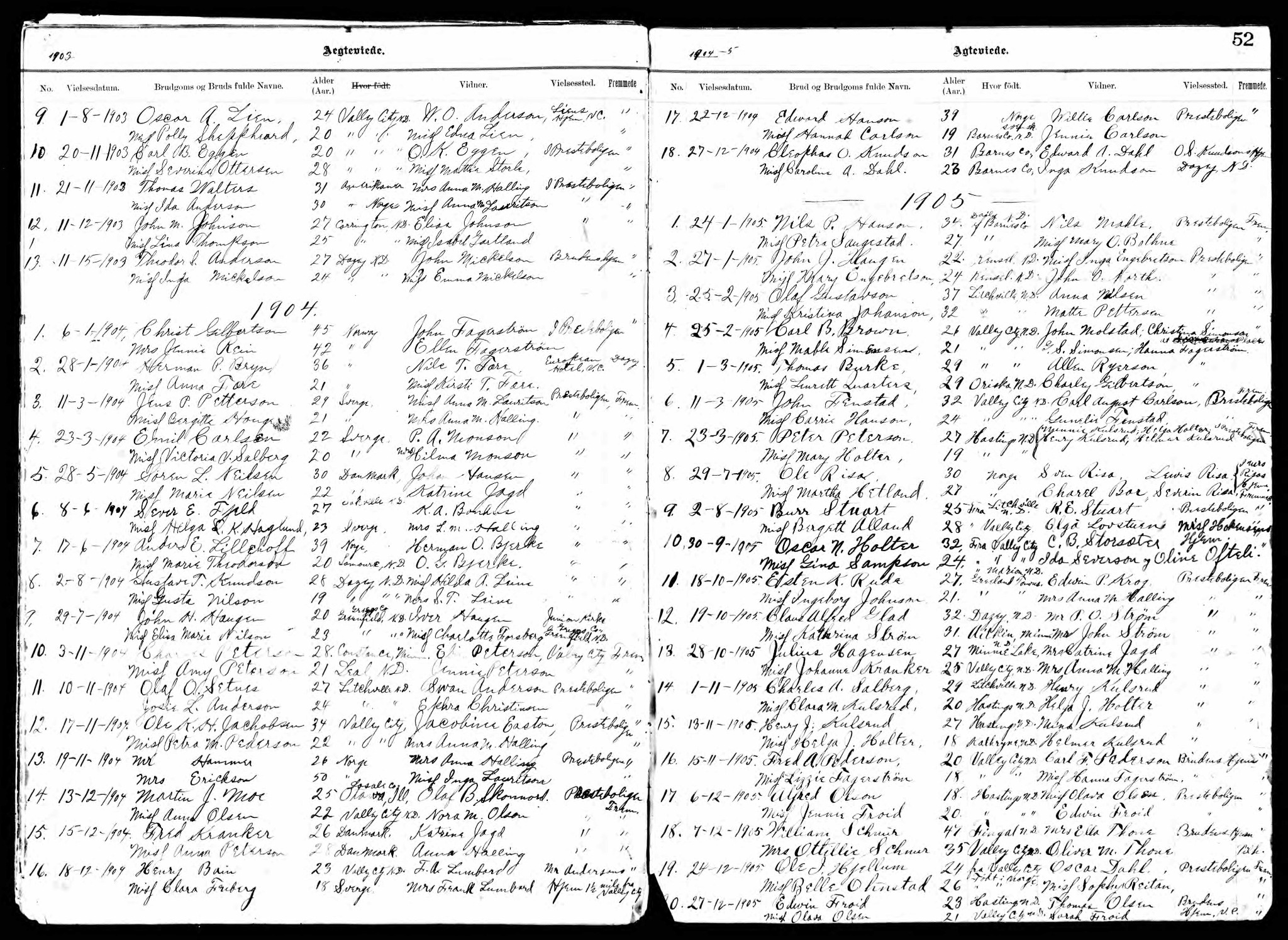 Marriage ledger associated with John Haugen and Mary Englebretson